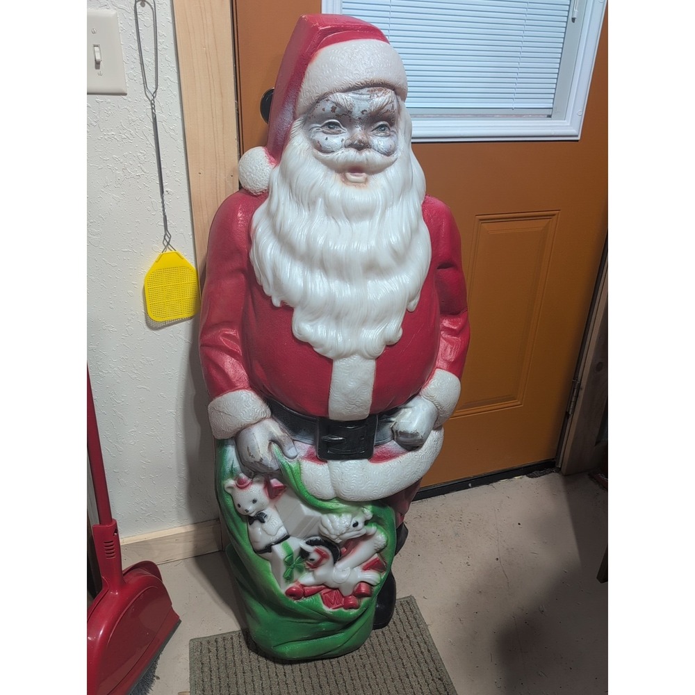 Vtg 1968 Empire Blow Mold Plastic Santa 48" Toy Sack Bag Christmas Missing light